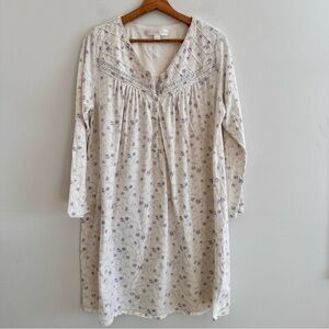 Eileen West Pima Cotton ditsy floral long sleeve nightgown medium